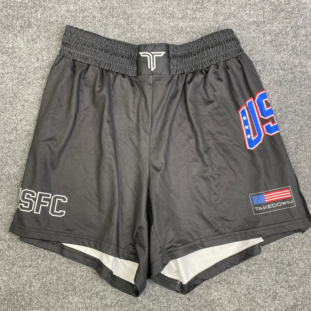 Takedown USA Wrestling Shorts Mens Large Black USFC Athletic Training Grappling